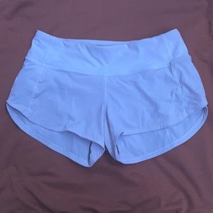 white lululemon speed up shorts